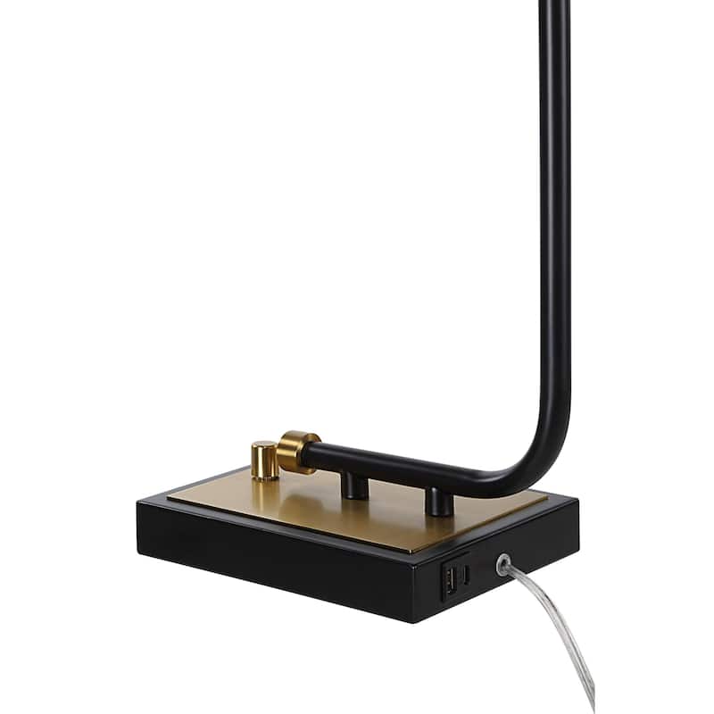 USB Powered Table Lamp with Drum Shade - 28" - Matte Black