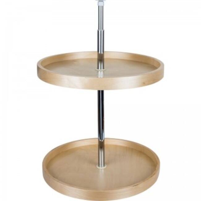 Hardware Resources 18 Inch Full Circle Birch Wood Lazy Susan Two Shelf