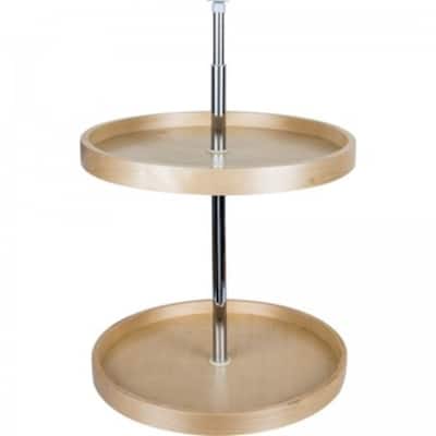 Hardware Resources 18 Inch Full Circle Birch Wood Lazy Susan Two Shelf