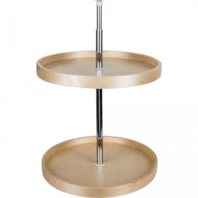 Hardware Resources 18 Inch Full Circle Birch Wood Lazy Susan Two Shelf