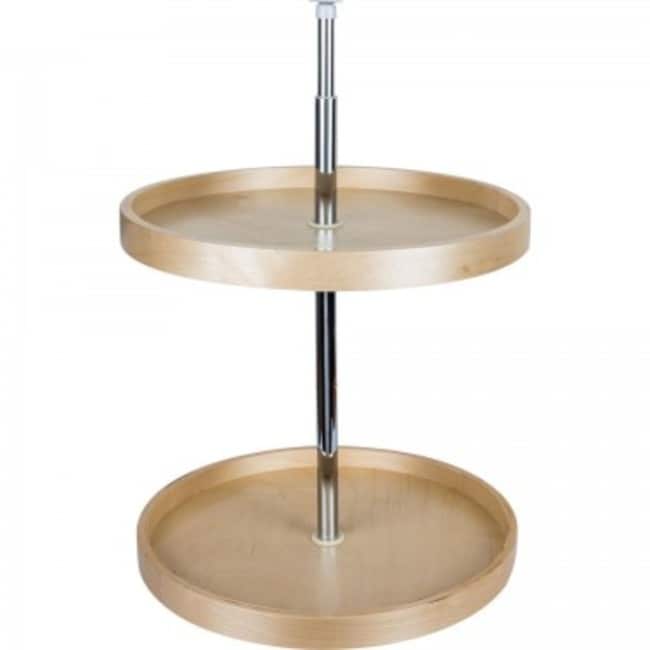 Hardware Resources 18 Inch Full Circle Birch Wood Lazy Susan Two Shelf