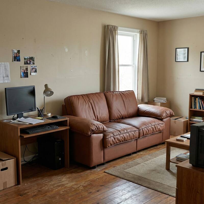 Roomfitters Modern Overstuffed Upholstered Loveseat with Padded Pillow Arms, Comfortable 2 Seater Couch for Living Room