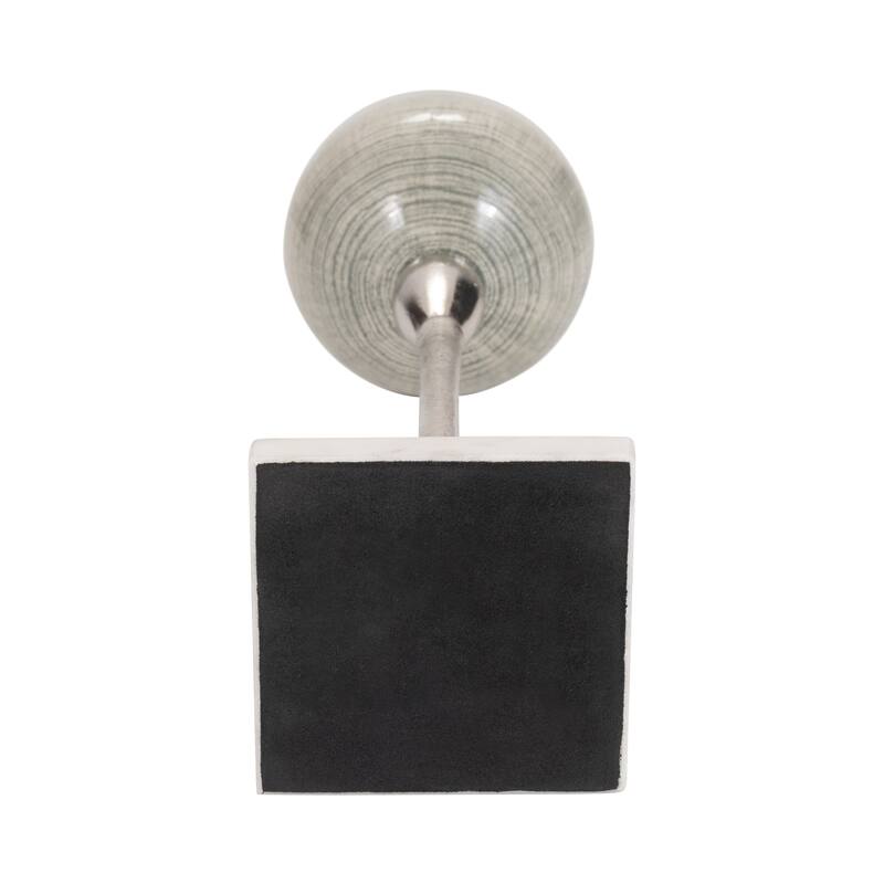 Glass Votive Candle Holder on Marble Stand - Silver