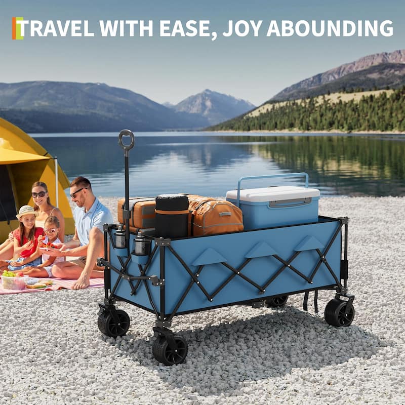 Foldable Heavy Duty Utility Wagon with All Terrain Wheels
