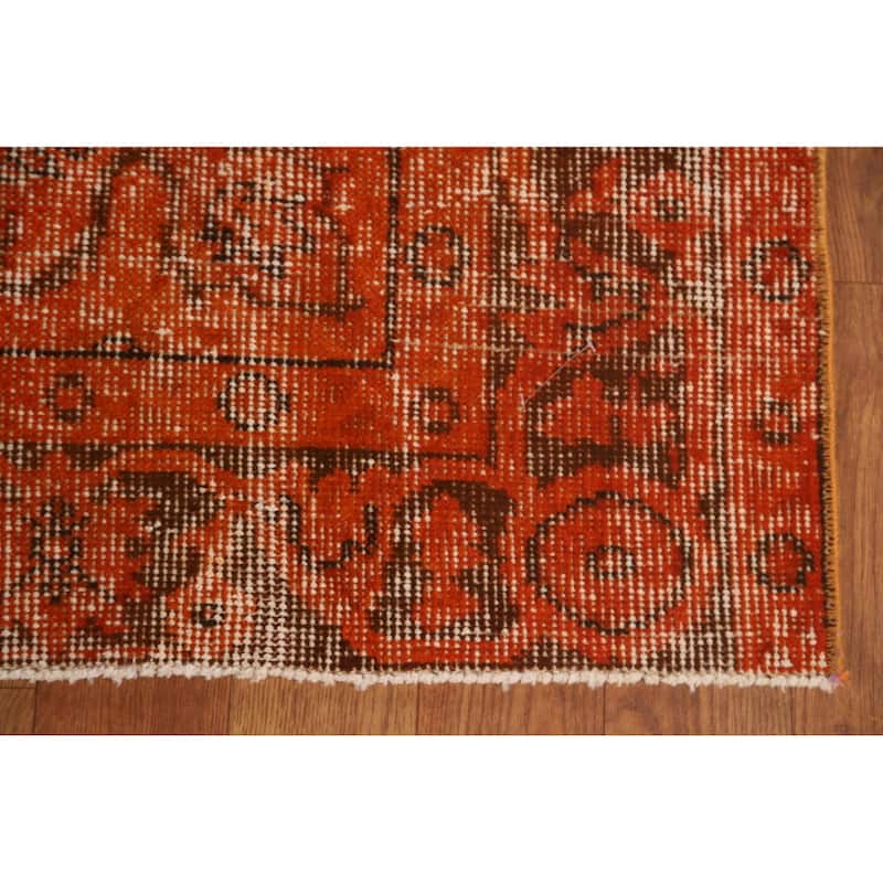 Orange Anatolian Distressed Turkish Vintage Rug Handmade Wool Carpet - 3'9"x 7'0"
