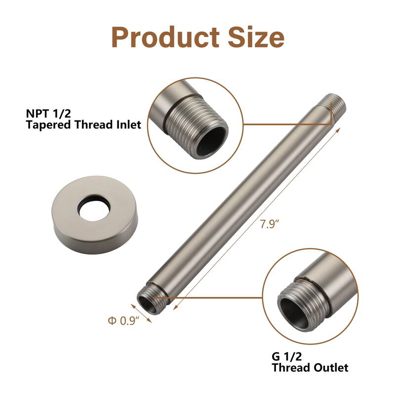 8 in. Round Ceiling Mount Standard Shower Arm and Flange