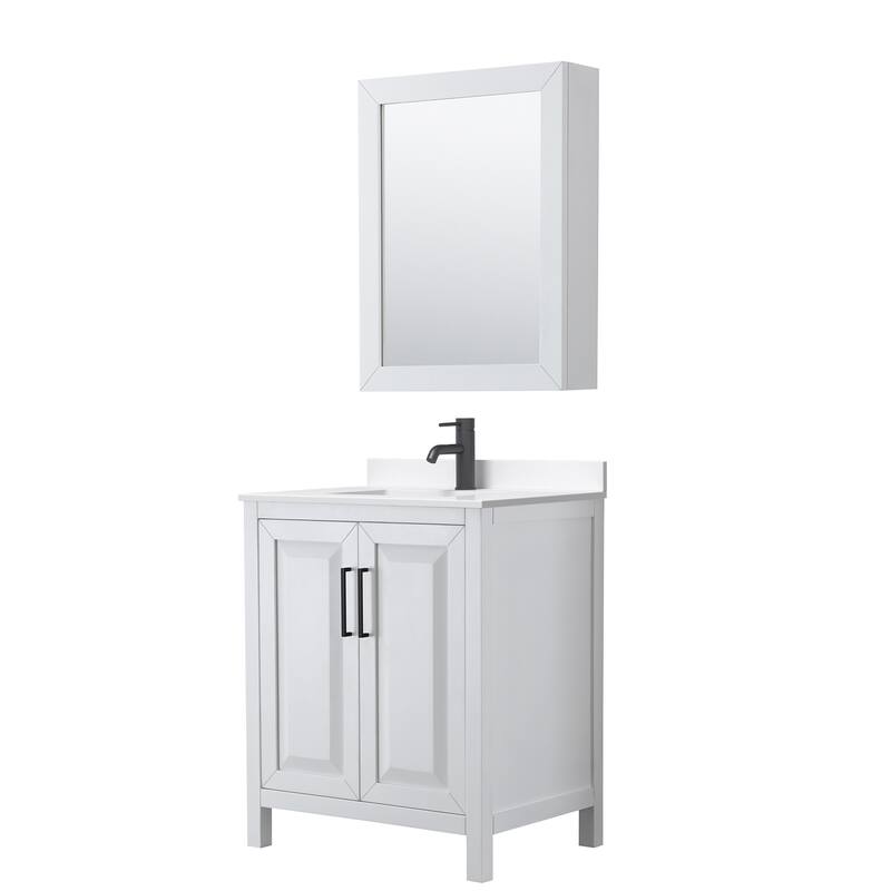 Daria 30-inch Single Vanity, Single Hole Quartz Top, Med Cabinet