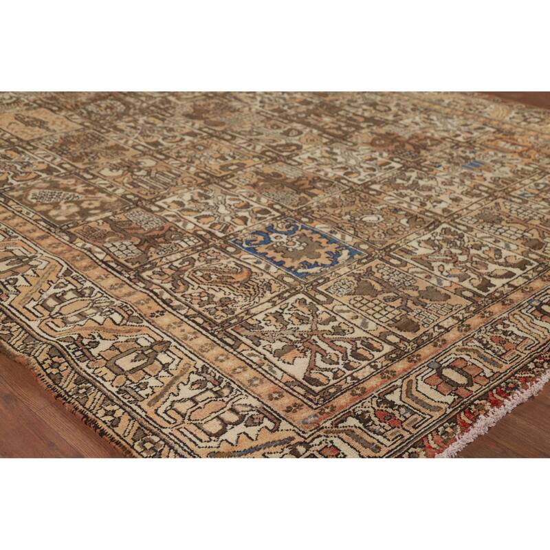 Bakhtiari Vintage Persian Rug Handmade Orange Wool Carpet - 7'1" x 10'0"