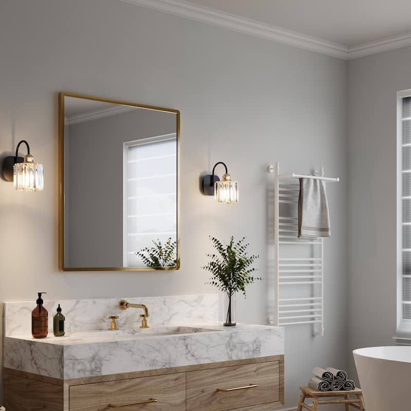 ExBrite Modern Rose Gold Dimmable Bathroom Crystal Vanity Lights