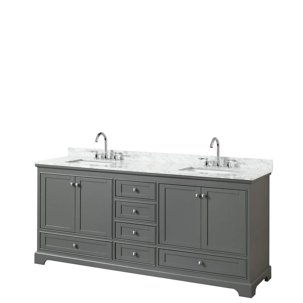 Wyndham Collection Deborah 80" Free Standing Double Vanity Set with