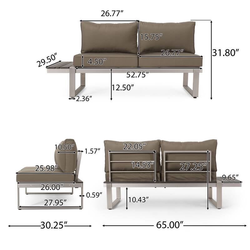 Sterling Aluminum 4-piece Sofa Set with Cushions by Christopher Knight Home