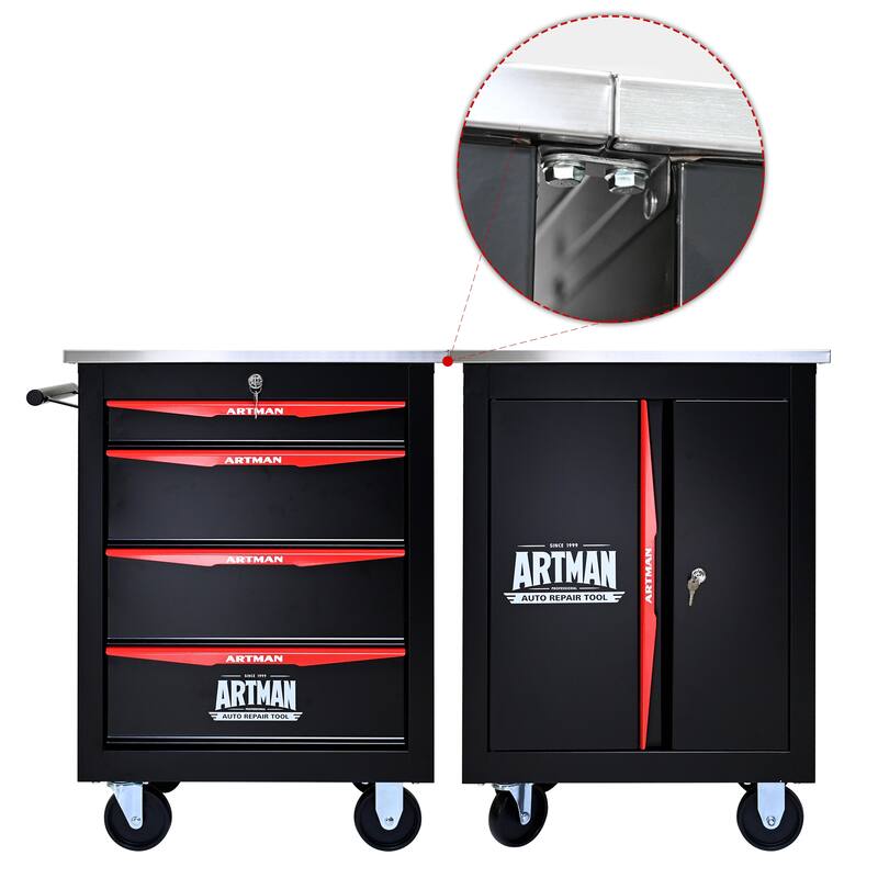4/5/6/7 Metal Drawers Tool Cart with Wheels for Garage Workshop