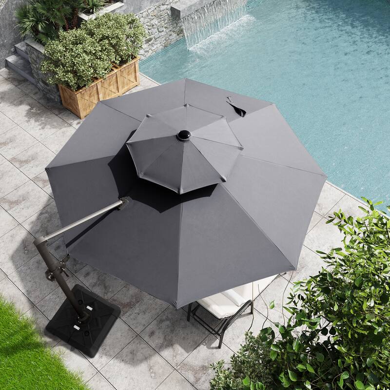 Crestlive Outdoor Luxury 11.5 Ft Patio Cantilever Umbrella with Tilting & Rotating Shading Area