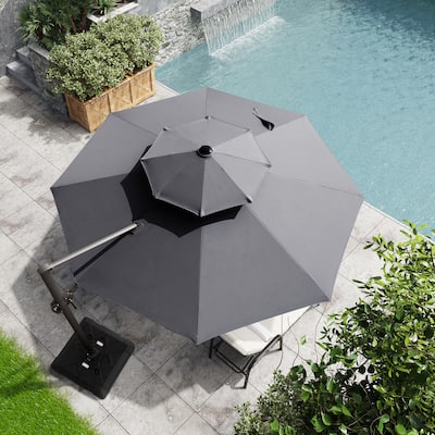 Crestlive Outdoor Luxury 11.5 Ft Patio Cantilever Umbrella with Tilting & Rotating Shading Area