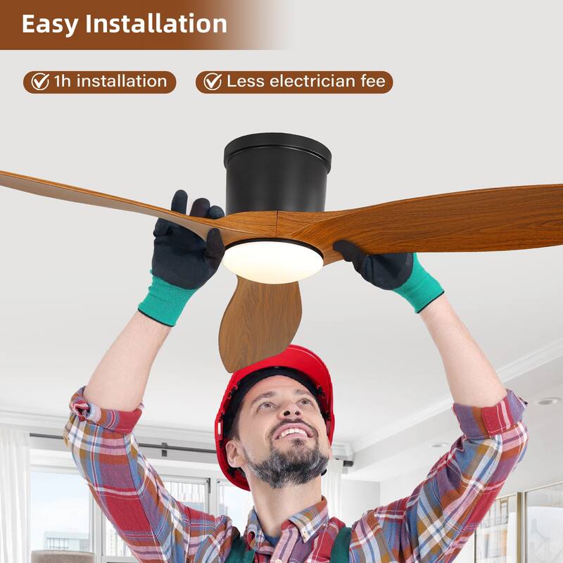 52in Smart Low Profile Ceiling Fans with Lights Remote Quiet DC Motor Control with WIFI Alexa App - 52