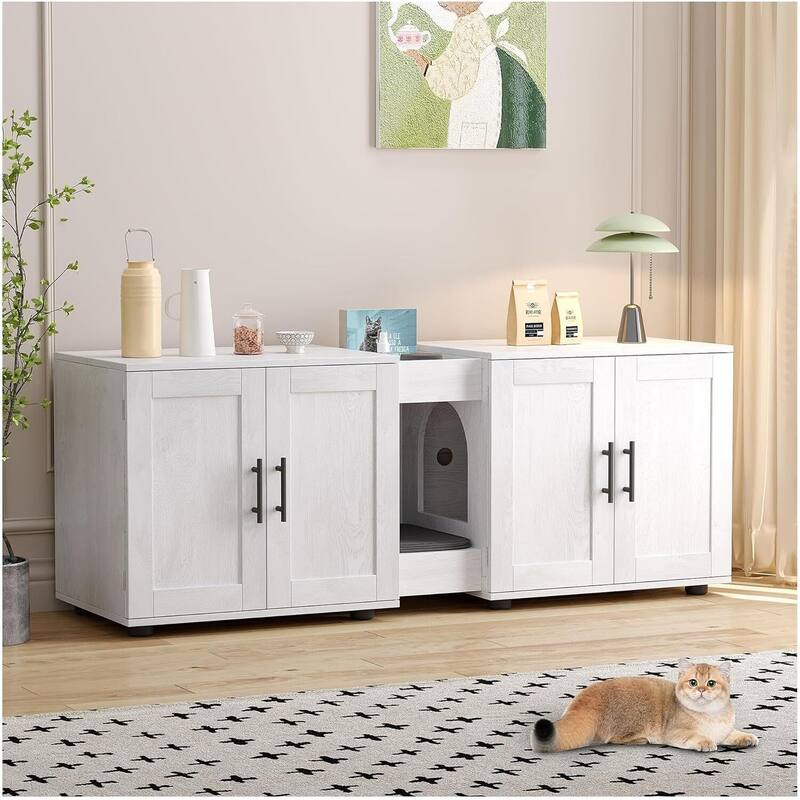 Intimate Double-Room Cat Litter Cabinet Furniture