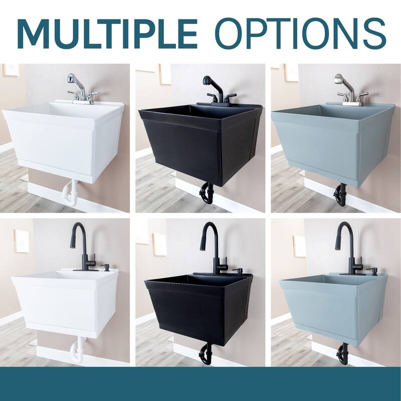 TEHILA 19-Gallon Wall-mounted Utility Sink 22.88 in. W with Drainage Kit