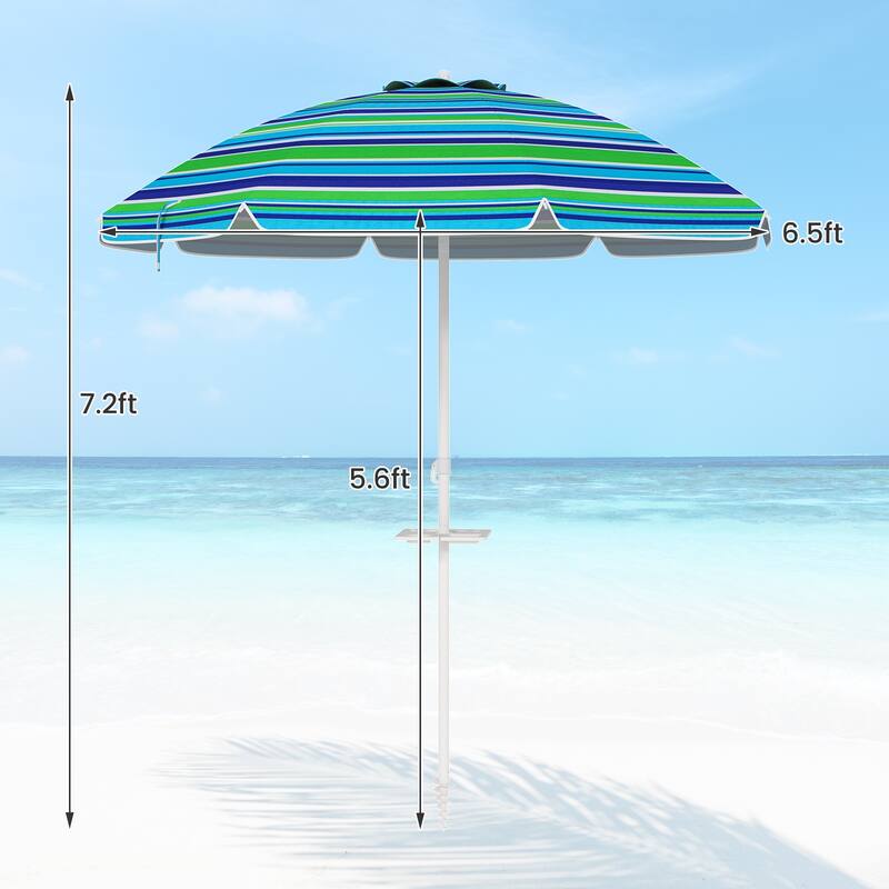 7.2 FT Portable Beach Umbrella with Sand Anchor and Tilt for Outdoor Use
