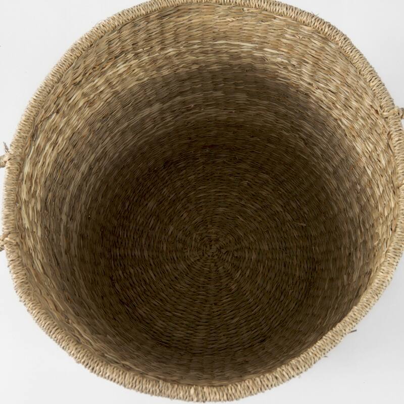 Bradley 18.1L x 18.1W x 16.0H (Set of 2) Light Brown W/Striped Seagrass Basket W/ Handles