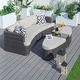 preview thumbnail 2 of 7, Modern Outdoor Modular Aluminum Woven Daybed with 8mm Glass Side Table and 3-piece Cushions