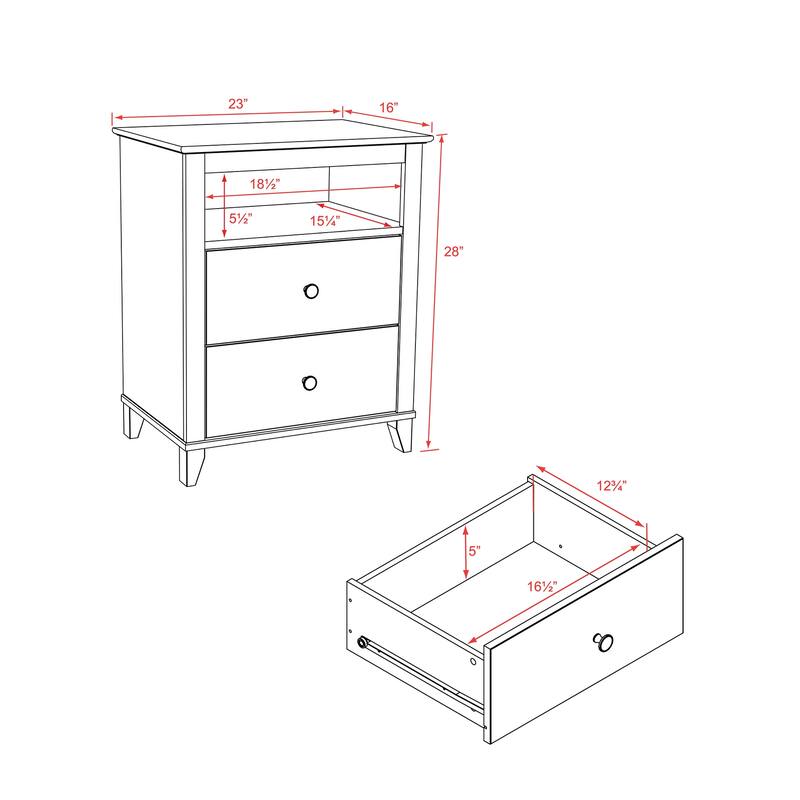 Prepac 2 Drawer Accent Table in White