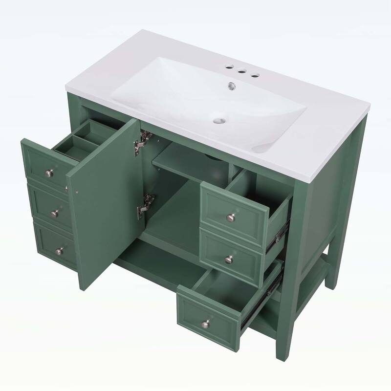 Bathroom Vanity with Sink,Cabinet,and Drawers,Open Shelf