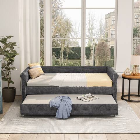 Upholstered Twin Size Daybed with Trundle