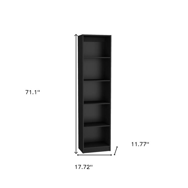 HomeRoots Set of Three Black Five Tier Bookcases with Two Doors