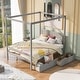 preview thumbnail 10 of 16, Full Size Canopy Platform Bed with Two Drawers - Modern Design, Storage Drawers, Suitable for Curtains