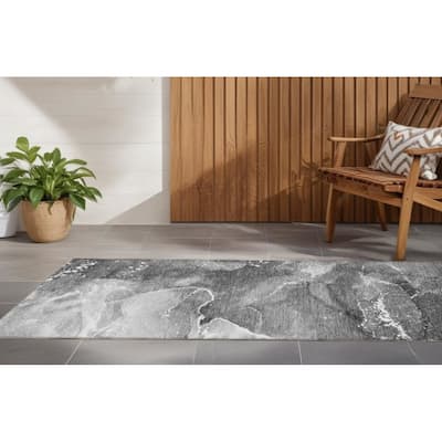 Alrim Artistic Abstract Weather Resistant Blended Style Runner Outdoor Rug