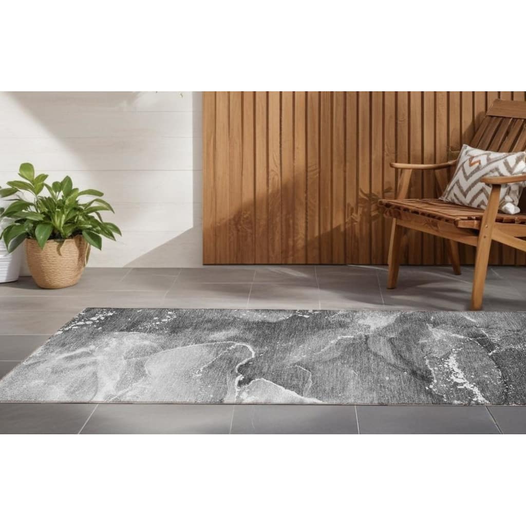 Alrim Artistic Abstract Weather Resistant Blended Style Runner Outdoor Rug