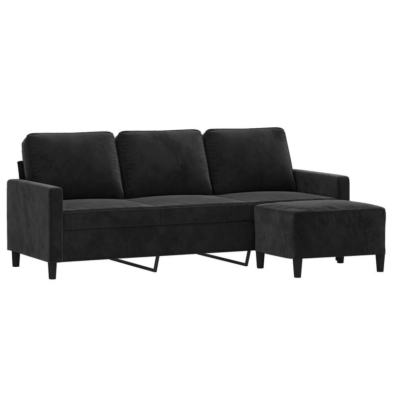 vidaXL 3-seater Sofa With Footstool Dark Grey Velvet, Plywood, Metal, Foam - 31.5 x 77.9 x 31.5 in