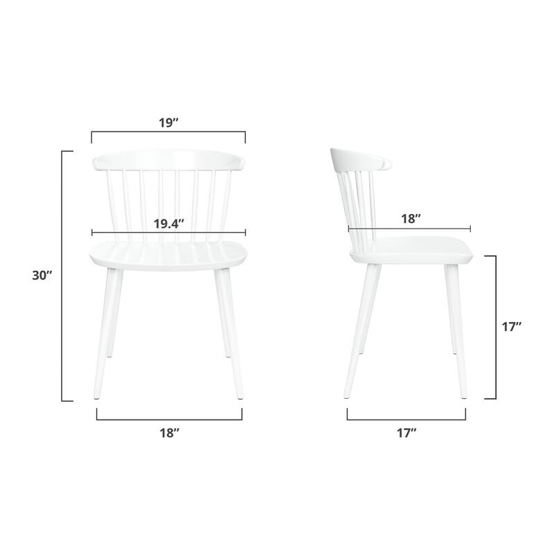 30" Tall Modern White Armless Dining Chair Slat Back Plastic Side Chair for Kitchen or Living Room - 17"L x 19"W x 30"H