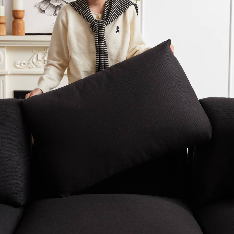 Modern Modular L-Shaped Sectional Sofa with Ottoman, 3 Cushions and 3 Pillows for Living Room