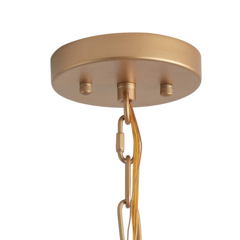 Modern Gold 1-Light Metal Pendant Light Fixture with White Lampshade