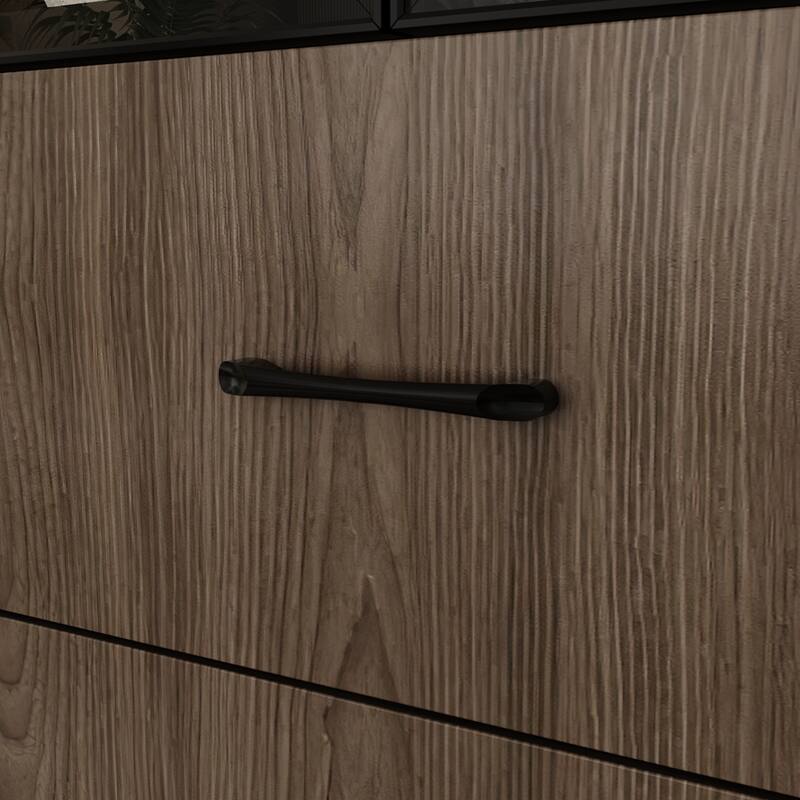 LED-Lit Wood Grain Cabinet - Configurable Storage for Home or Office