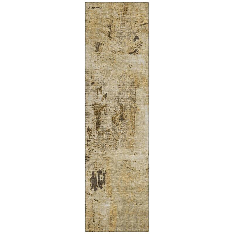 Machine Washable Indoor/ Outdoor Abstract Imprints Chantille Rug