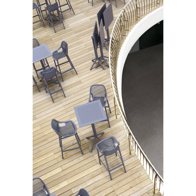 42.5" Gray Folding Square Outdoor Patio Bar Table