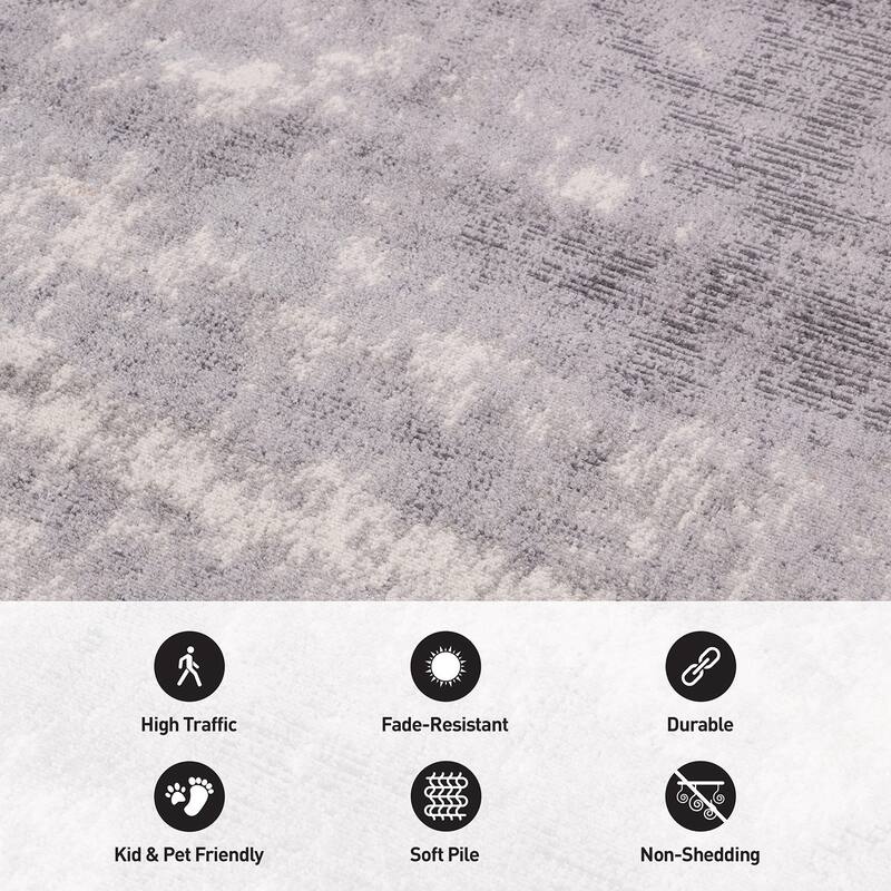 World Rug Gallery Distressed Abstract Gray Area Rug