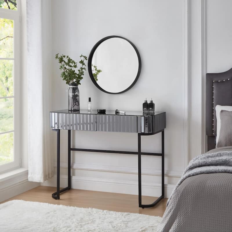 39" Modern Makeup Vanity Table with Stainless Steel Base (Mirror not included) - Grey