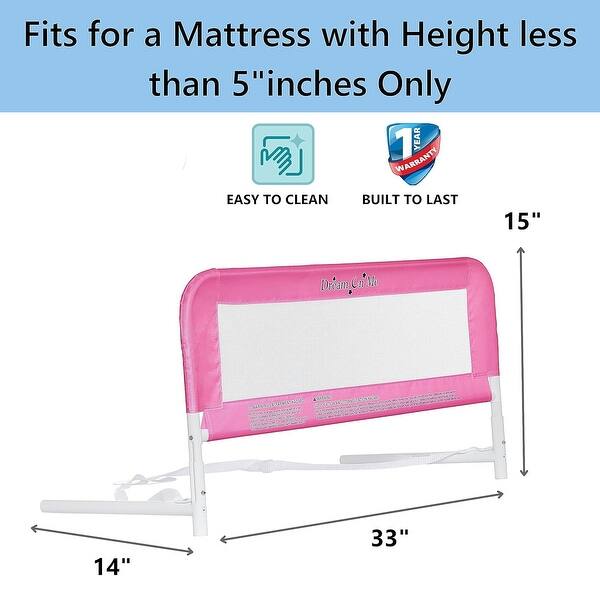 dimension image slide 3 of 4, Dream On Me Mesh Security Adjustable Bed Rail