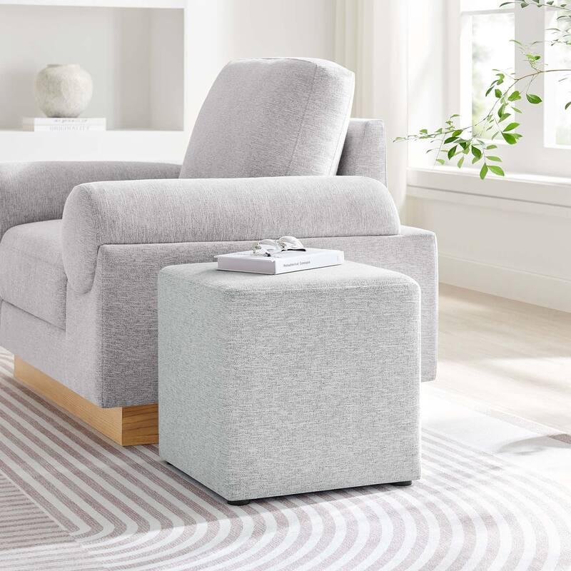 Callum 17"/28" Square Woven Heathered Fabric Upholstered Ottoman