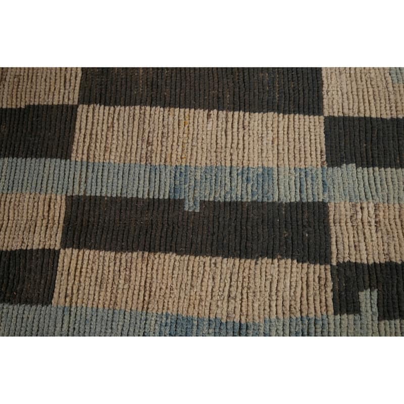 Moroccan Modern Area Rug Hand-Knotted Oriental Beige Wool Carpet - 5'11"x 9'7"