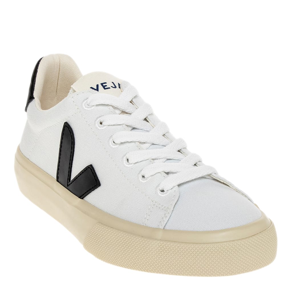 Veja Women's Campo Canvas Sneakers in White with Black