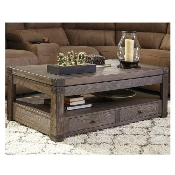 Ashley Furniture T846 9 Burladen Lift Top Coffee Table W Vintage Finish Metal Brackets Ashley Furniture T846 9 Burladen Lift Top Coffee Table W Vintage Finish Metal Brackets