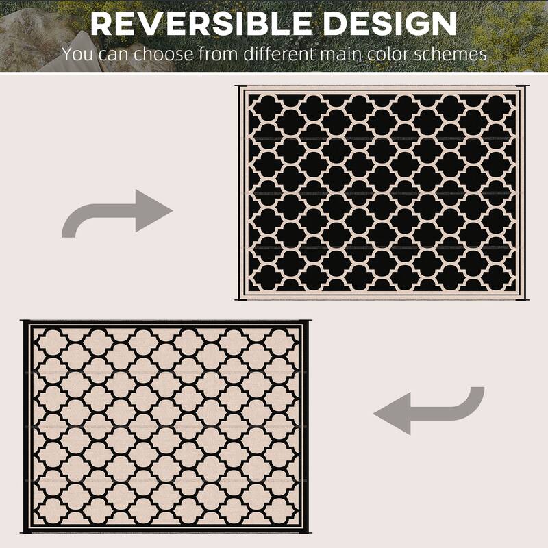 Outsunny Reversible Outdoor RV Rug, Patio Floor Mat, Plastic Straw Rug for Backyard, Deck, Picnic, Beach, Camping