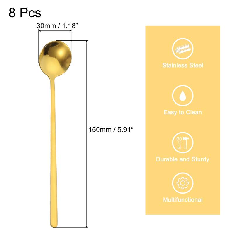 8Pcs 5" Stainless Steel Espresso Spoons Mini Coffee Spoon Teaspoon