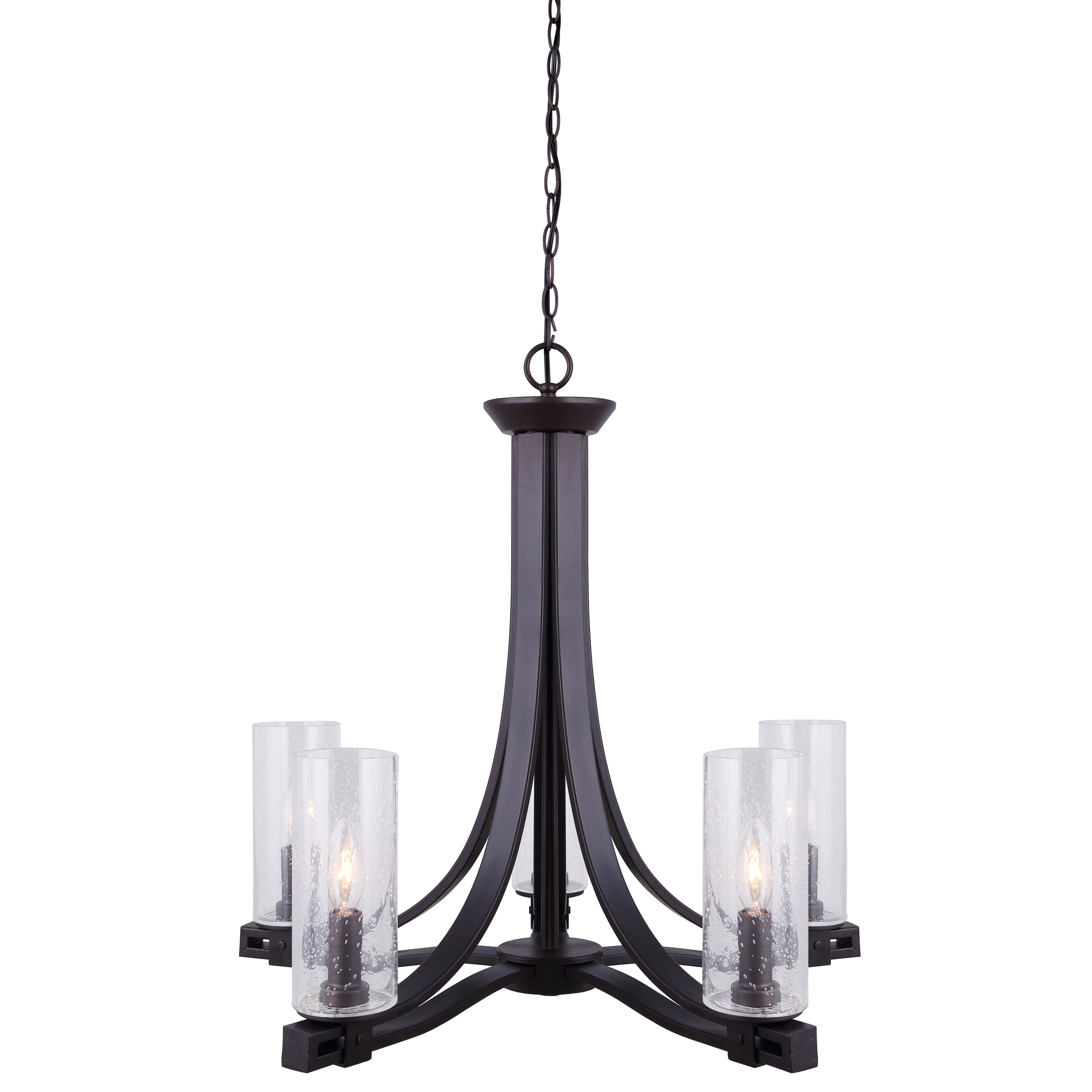 Shop Canarm Nash 5 Light Chandelier With Seeded Glass Oil Rubbed