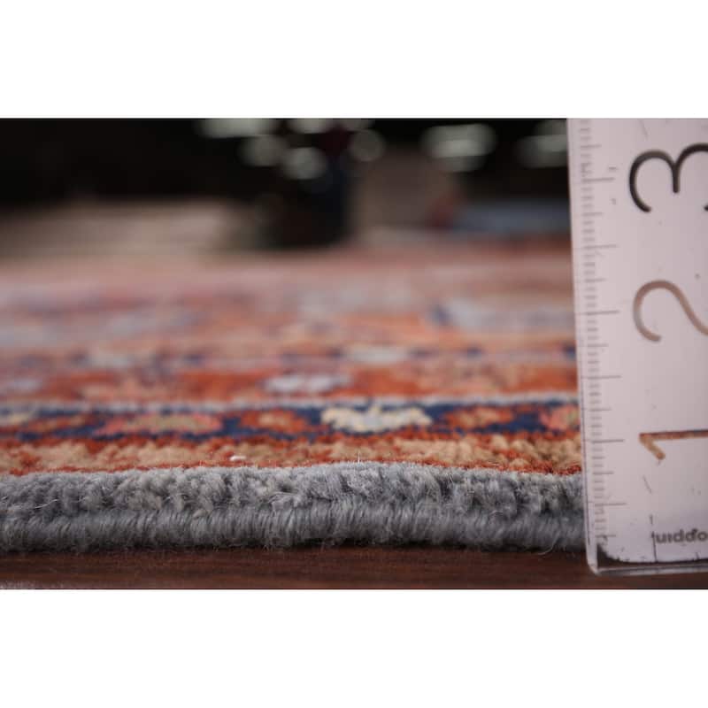 Light Blue Geometric Kazak Oriental Accent Rug Handmade Wool Carpet - 4'0" x 5'11"
