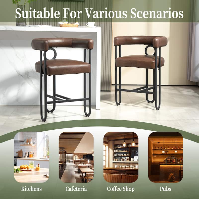 Modern Bar Stool with Back for Kitchen 2PCS